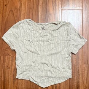 PacSun Beige Ribbed Short Sleeve Tee